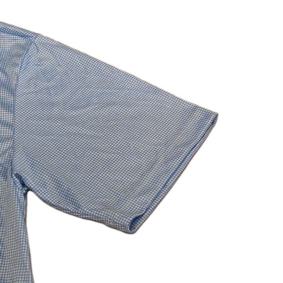 NWOT Collars & Co Mens Medium Dress Collar Polo Shirt Blue Micro Houndstooth - Picture 4 of 7